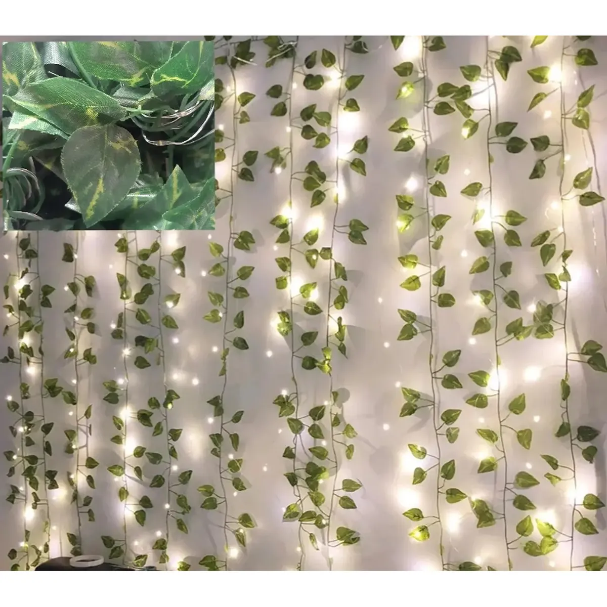 GENERICO - Cortina de Hojas de Hiedra con Luces LED Tipo Hada  Luz solar 2x2m