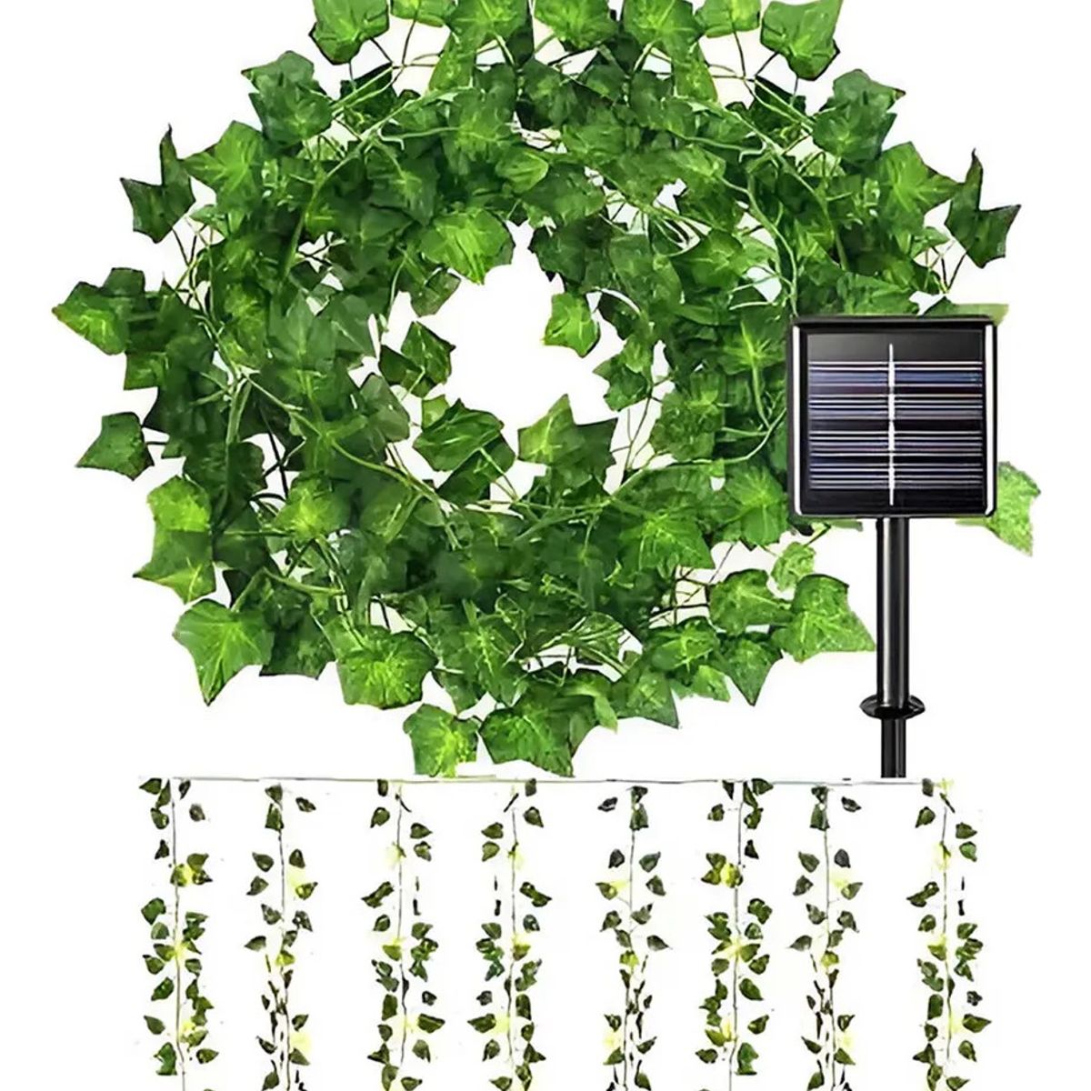 GENERICO - Cortina de Hojas de Hiedra con Luces LED Tipo Hada  Luz solar 2x2m