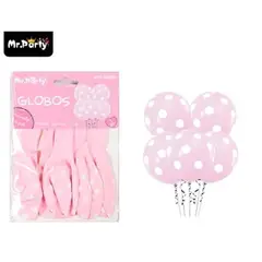 GENERICO - Globos de látex puntos rosa claro 30cm 5pcs