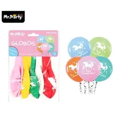 GENERICO - Globos de látex unicornio mate 30cm 5pcs