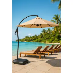 SPACE HOME - Toldo Base Incluida Quitasol Beige Sombrilla 3 Metros CON UV30
