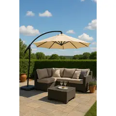 SPACE HOME - Toldo Base Incluida Quitasol Crema Sombrilla 3 Metros CON UV30