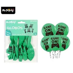 GENERICO - Globos de látex Game On verde mate 30cm 5pcs