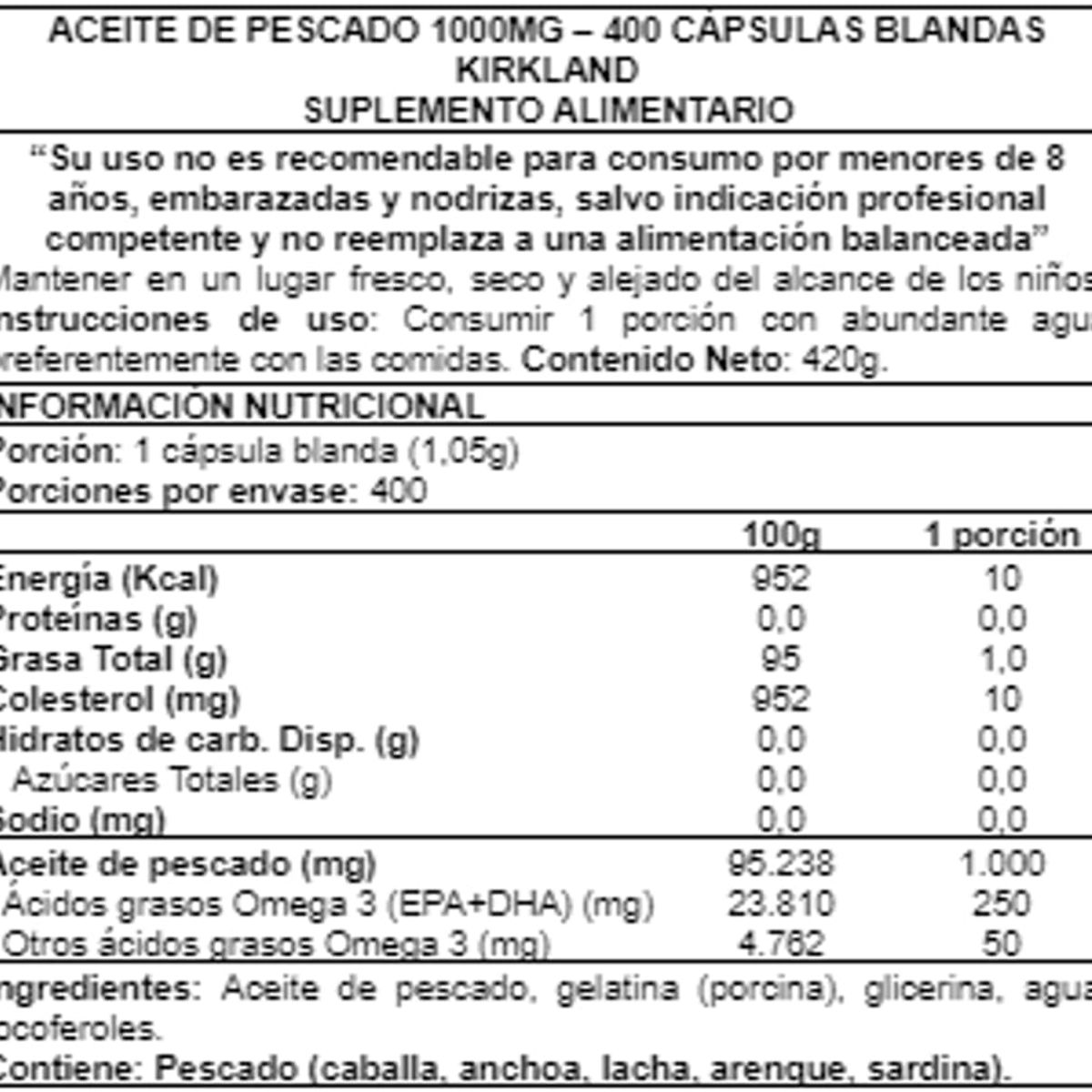 KIRKLAND - Fish OIL 1000mg 400 Tabs – Kirkland