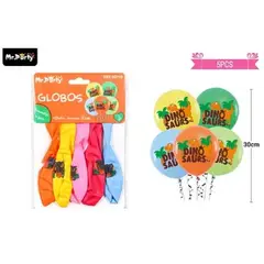 GENERICO - Globos de látex multicolor con dinosaurios 30cm 5pcs