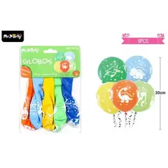 GENERICO - Globos de látex multicolor con dinosaurios 30cm 5pcs