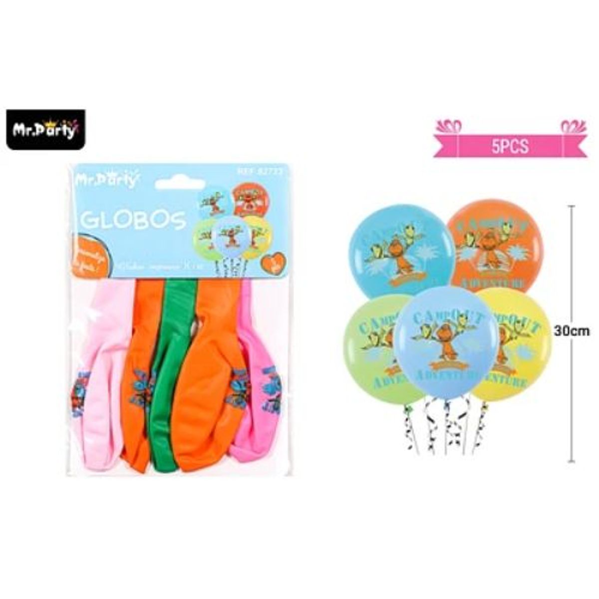 GENERICO - Globos de látex multicolor con dinosaurios 30cm 5pcs