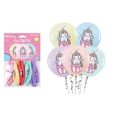 GENERICO - Globos de látex pastel con unicornio 30cm 5pcs