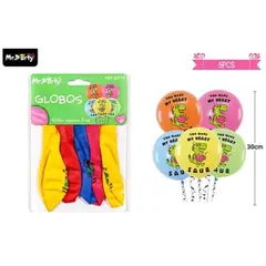 GENERICO - Globos de látex mate multicolor con dinosaurios 30cm 5pcs