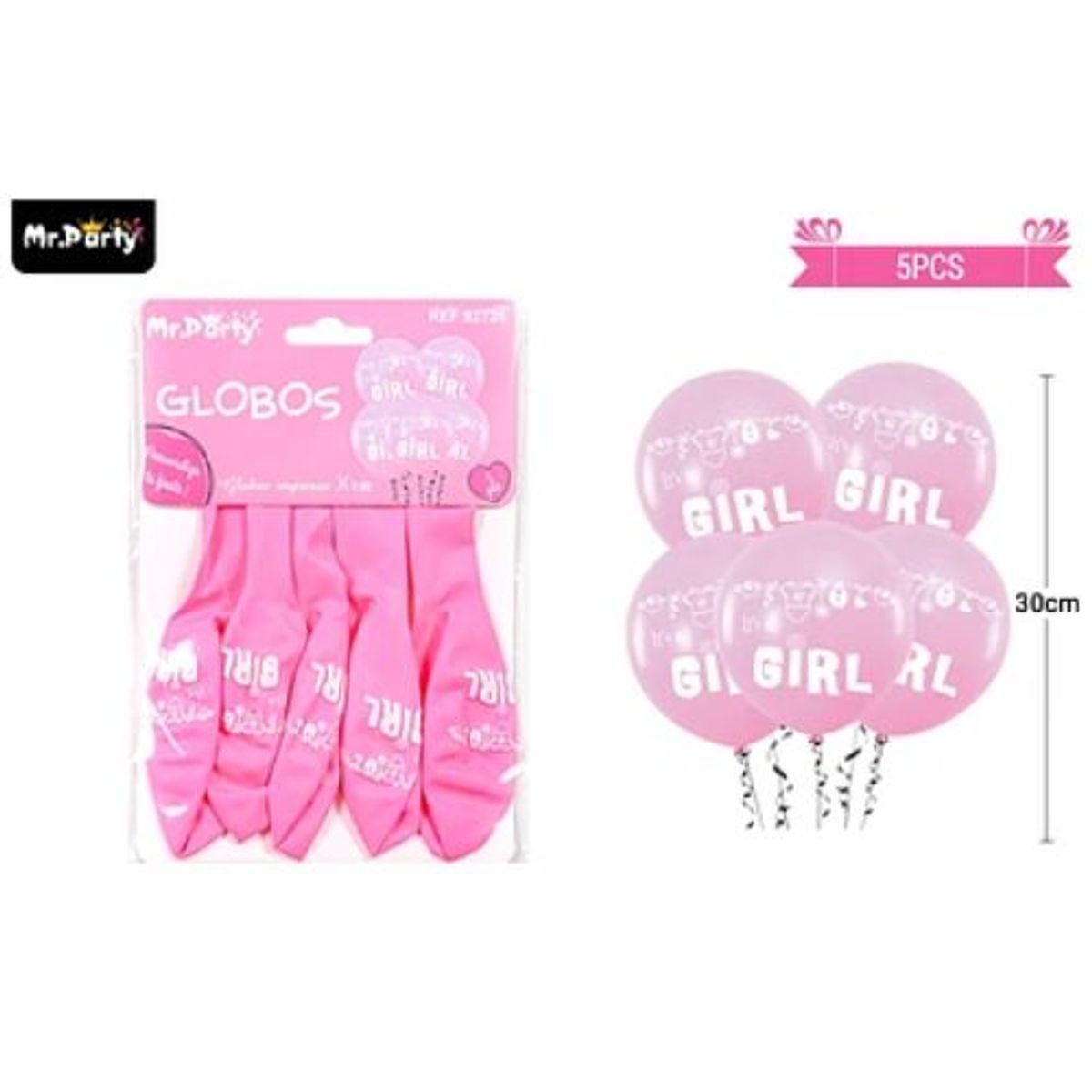 GENERICO - Globos de látex mate rosado baby shower 30cm 5pcs