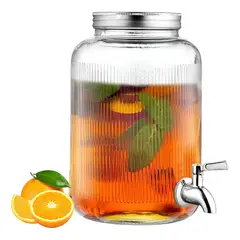 PASTELERIUSCL - Dispensador De Bebidas Jarras Vidrio Jarro Para Jugo 4l Transparente Dispensador Sin Atril 4l