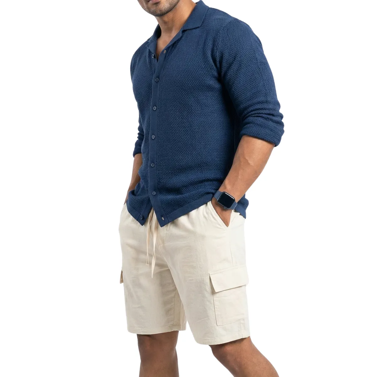 D'JOE - Short Fresco Lino Grueso Cargo Hombre