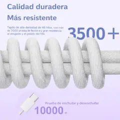 GENERICO - Cable Pzx blanco USB-C a USB-C 60W PD 2m Carga Rápida