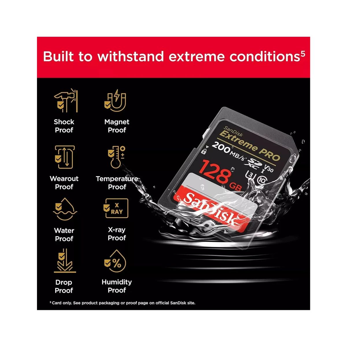 SANDISK - Memoria SD 128 Gb Sandisk Extreme Pro C10 U3 V30