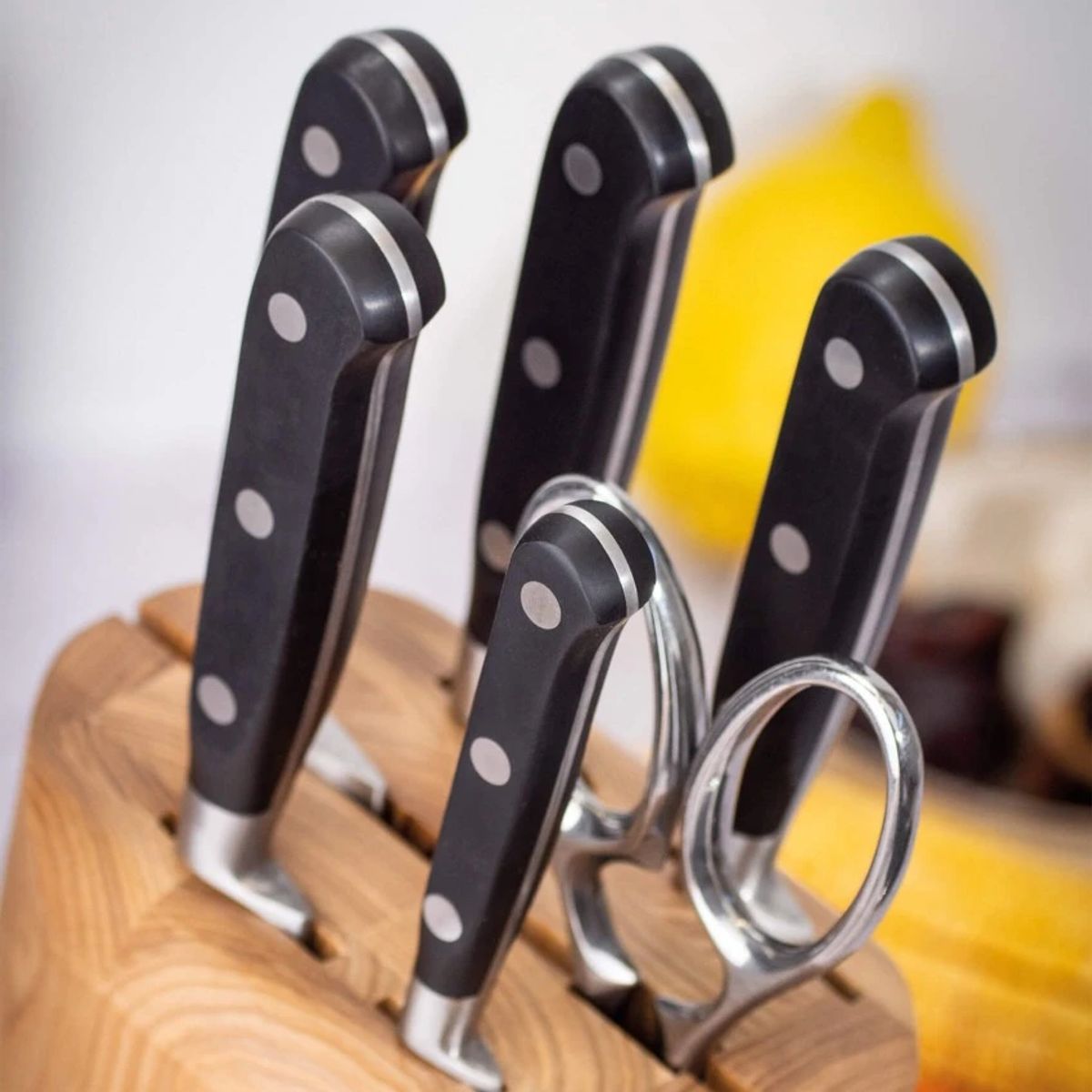 3 CLAVELES - Cuchillos Set 5 Pzas E Forge + Tijera Porta Cuchillo