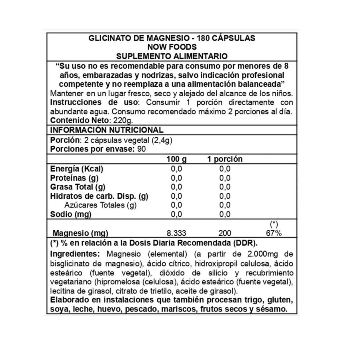 NOW - Magnesium Glycinate 180 tab Now Foods