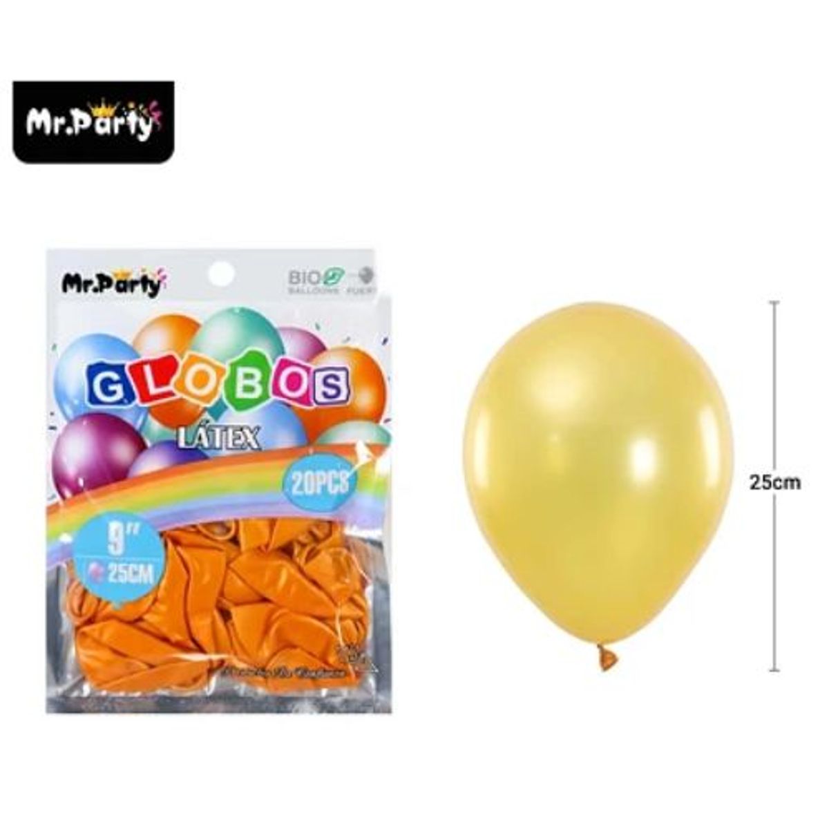 GENERICO - Globos de látex perlado dorado claro 25cm 20pcs