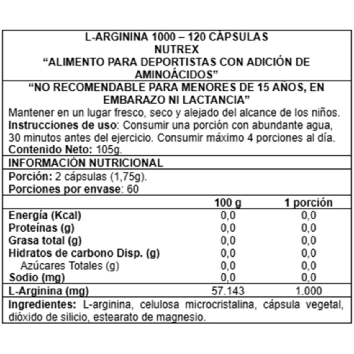 NUTREX RESEARCH - L-Arginina 1000 120 Caps – Nutrex