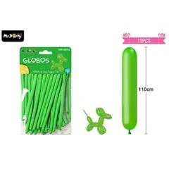 GENERICO - Globos largos verde 110cm 15pcs