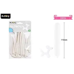 GENERICO - Globos largos blanco 110cm 15pcs
