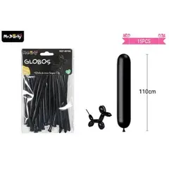 GENERICO - Globos largos negro 110cm 15pcs