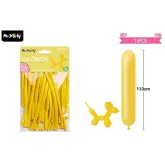 GENERICO - Globos largos amarillo 110cm 15pcs
