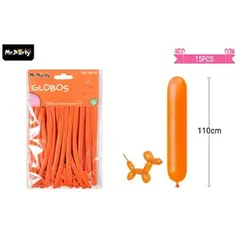 GENERICO - Globos largos naranja 110cm 15pcs