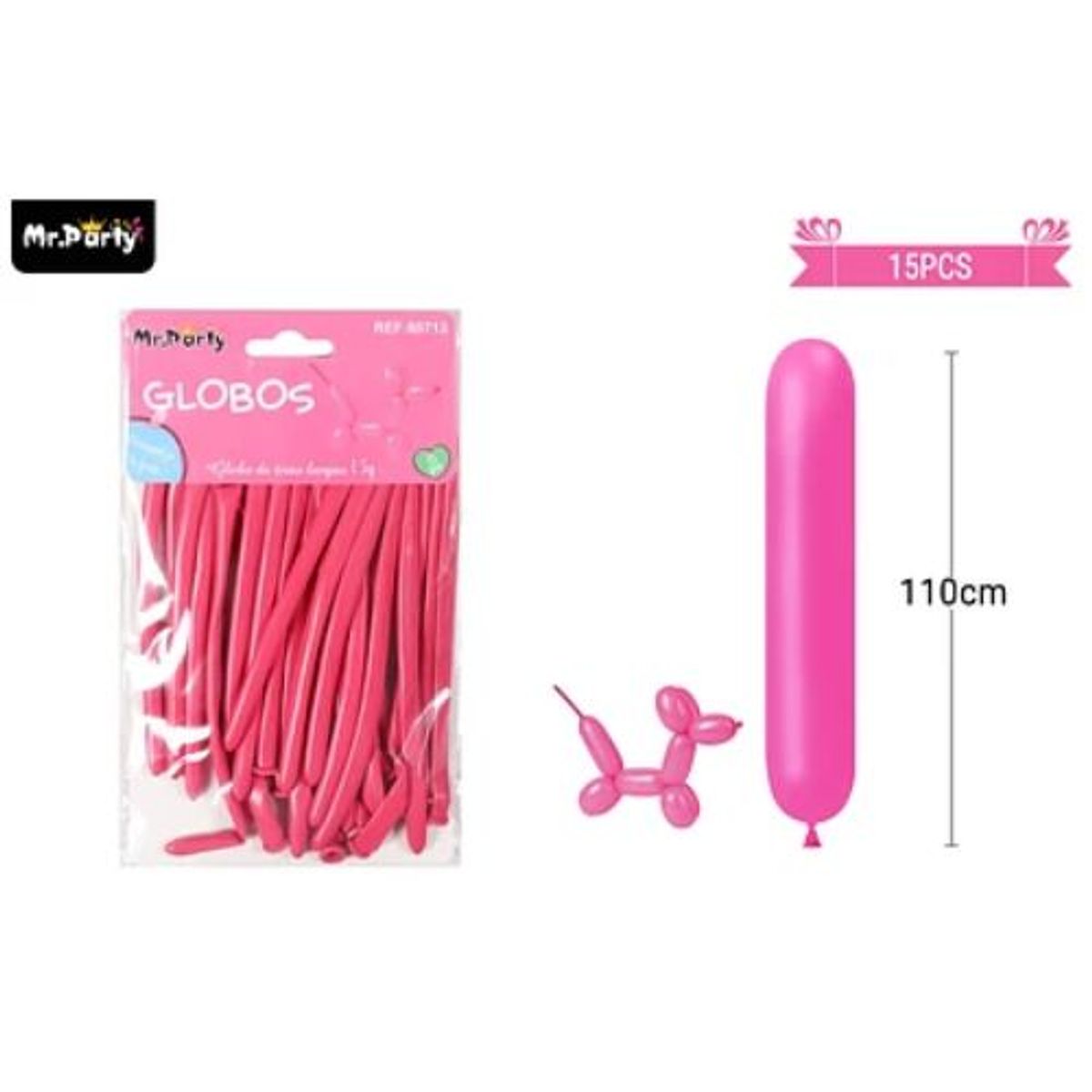GENERICO - Globos largos rosa rojo 110cm 15pcs