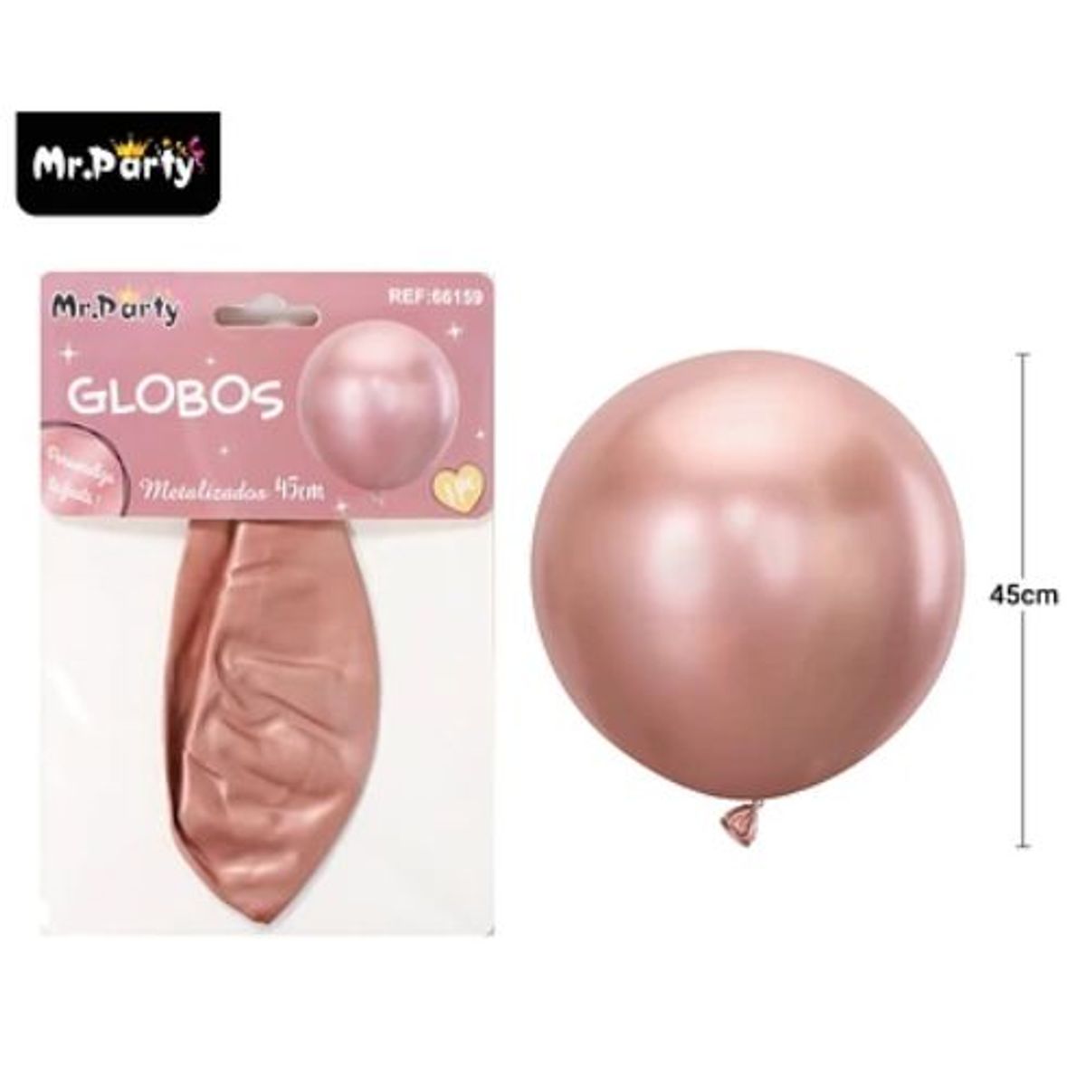 GENERICO - Globos de látex metalizados cromados dorado rosa 45cm