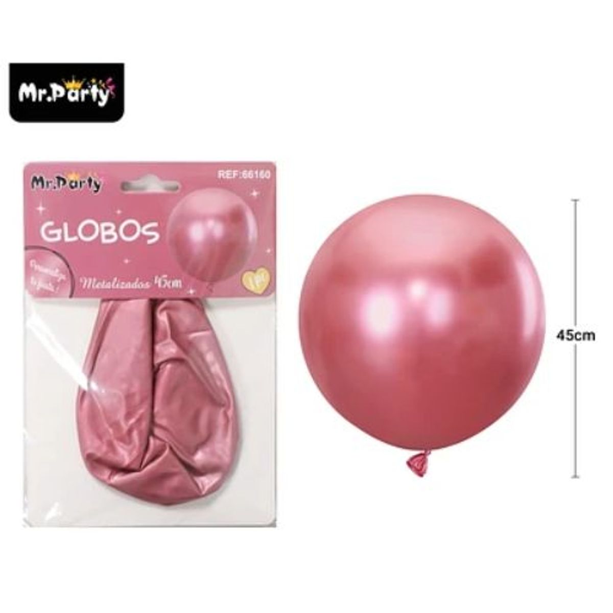 GENERICO - Globos de látex metalizados cromados rojo 45cm