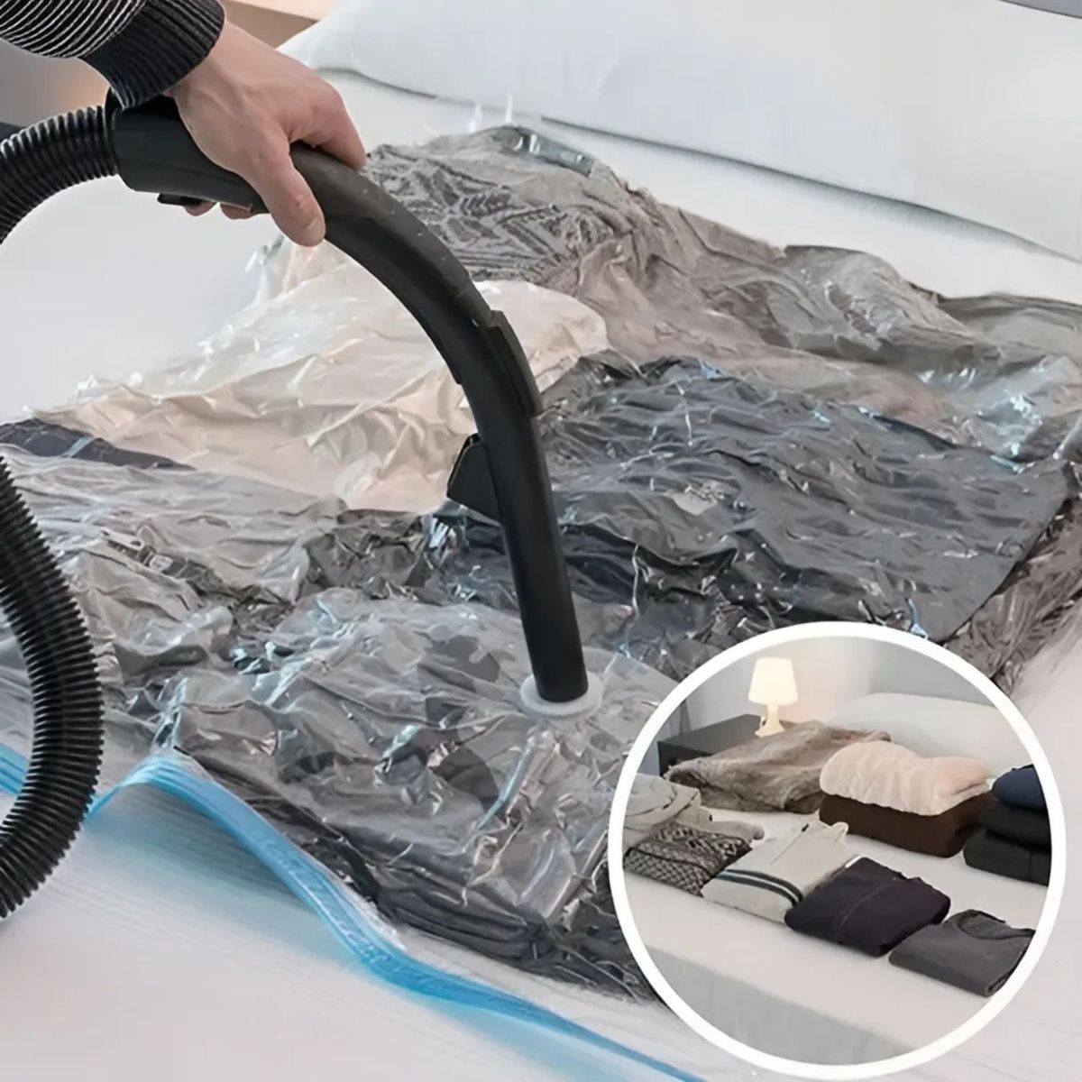 MOVI - Pack de 6 Bolsas Para  Guardar Ropa al Vacío-Transparente 60x80 cms