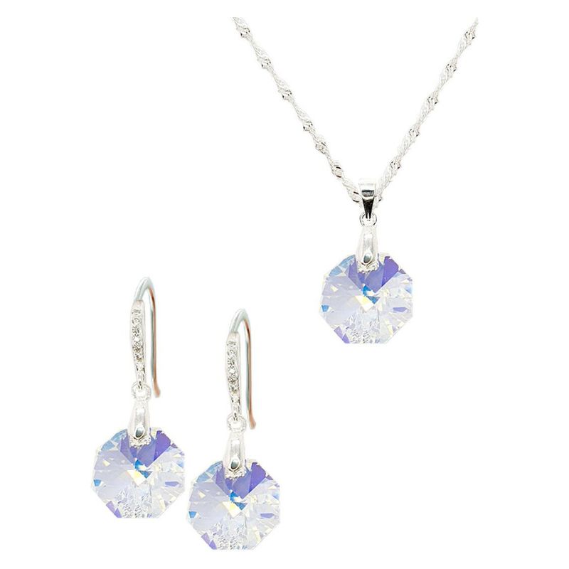 JOYAS MONTERO - Conjunto  Bruselas Con Swarovski Aurora Boreal.