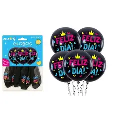 GENERICO - Globos de látex feliz día 30cm 5pcs