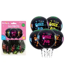 GENERICO - Globos de látex feliz día 30cm 5pcs