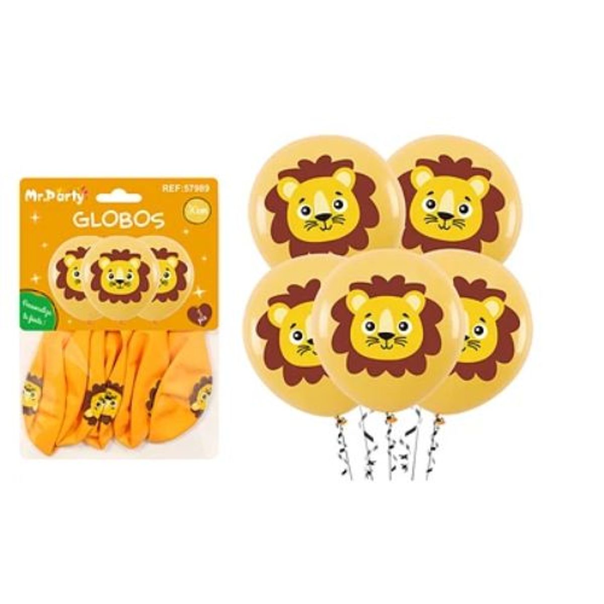 GENERICO - Globos de látex león 30cm 5pcs