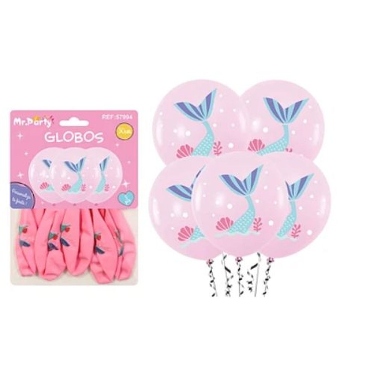 GENERICO - Globos de látex sirena 30cm 5pcs