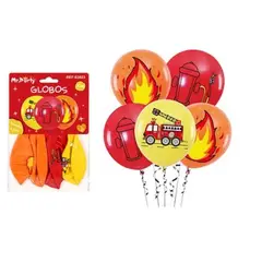 GENERICO - Globos de látex camión de bomberos 5pcs