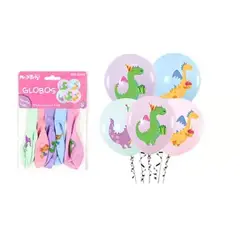 GENERICO - Globos de látex dinosaurios 5pcs