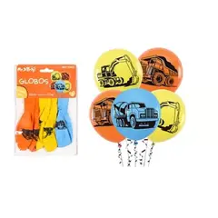 GENERICO - Globos de látex camion de construccion 5pcs