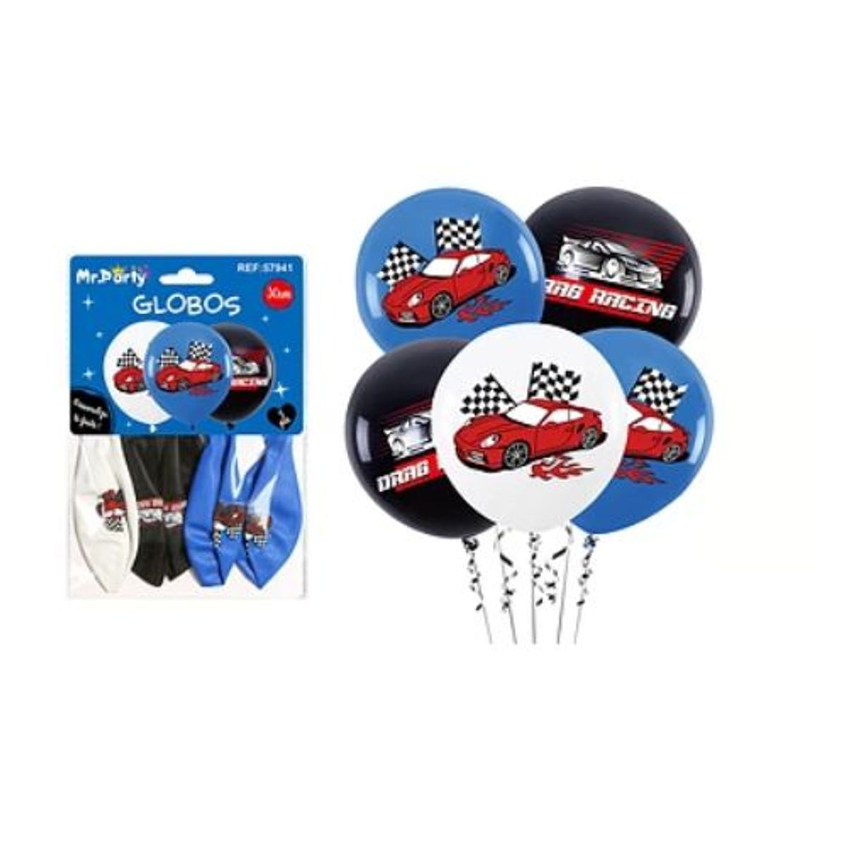 GENERICO - Globos de látex racing car 30cm 5pcs
