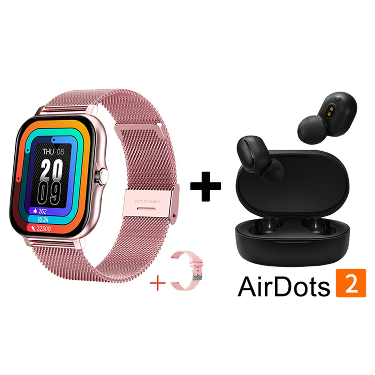 XIAOMI - Audífonos Bluetooth Redmi Airdots 2 y Reloj Inteligente Y13 - Rosa