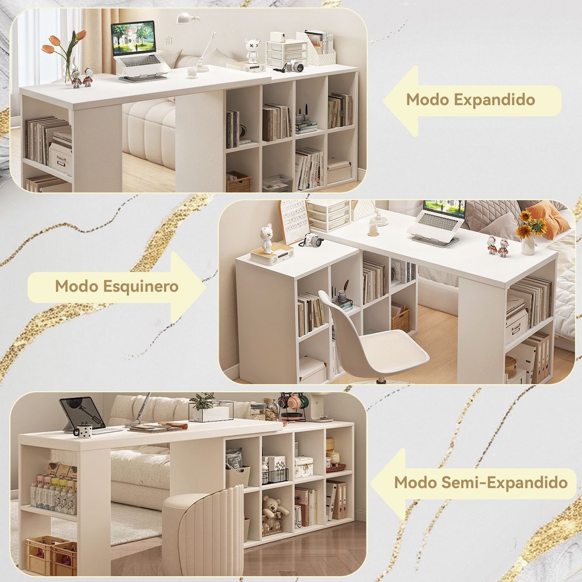 VIDITA - Escritorio Esquinero En L Modular 100 cm Oficina - 100×50×75 cm + 100×38×72 cm