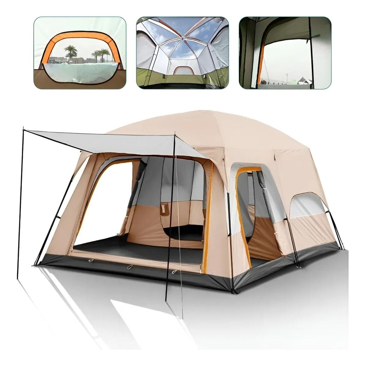 KUANGYE - Tienda De Campaña Grande Para 8-12 Personas Double Capa