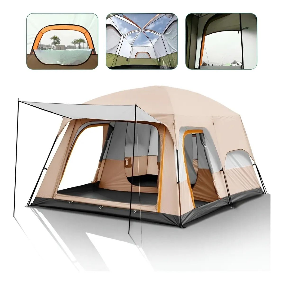 KUANGYE - Tienda De Campaña Grande Para 8-12 Personas Double Capa
