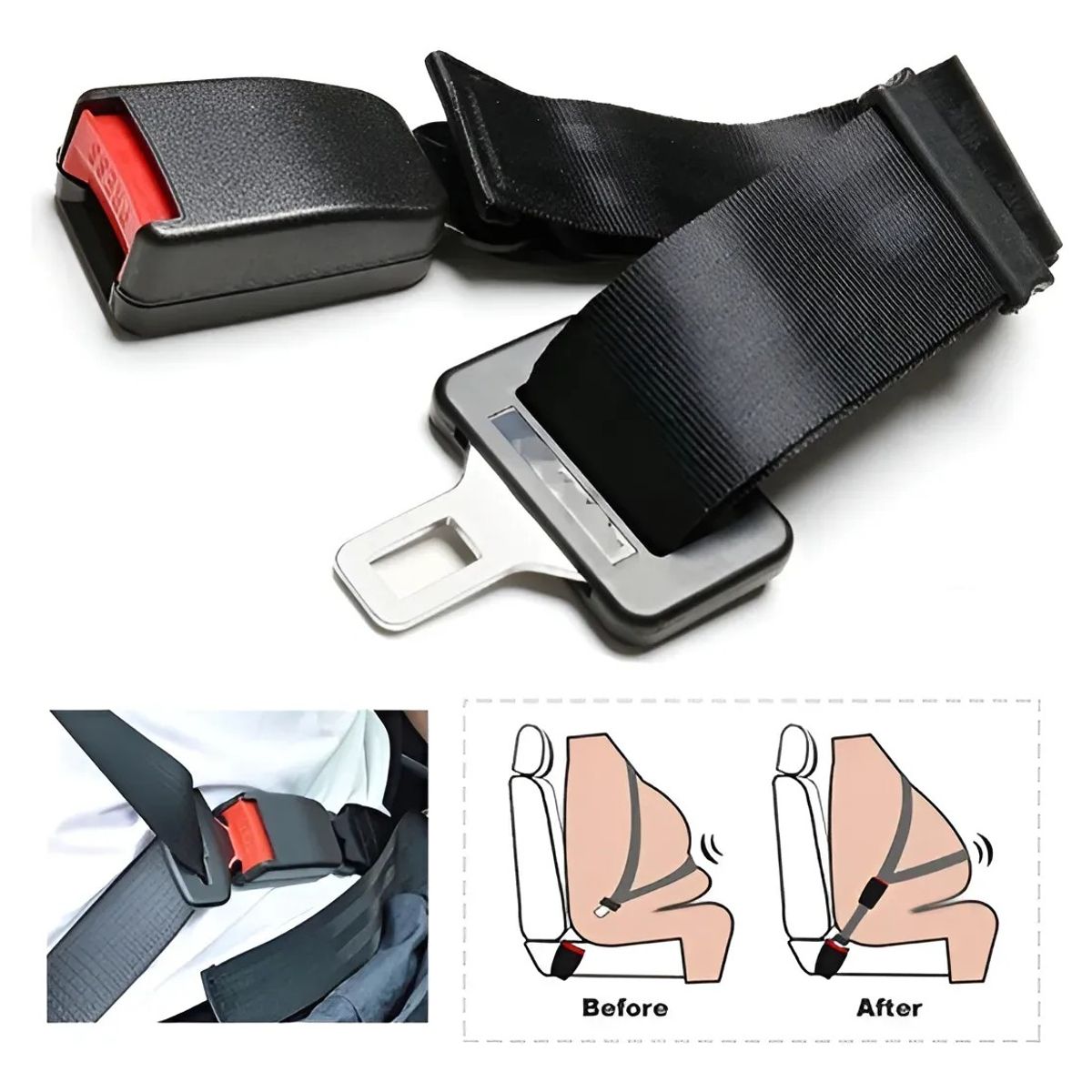 KUANGYE - Extensor Universal Cinturón De Seguridad Para Autos 36cm