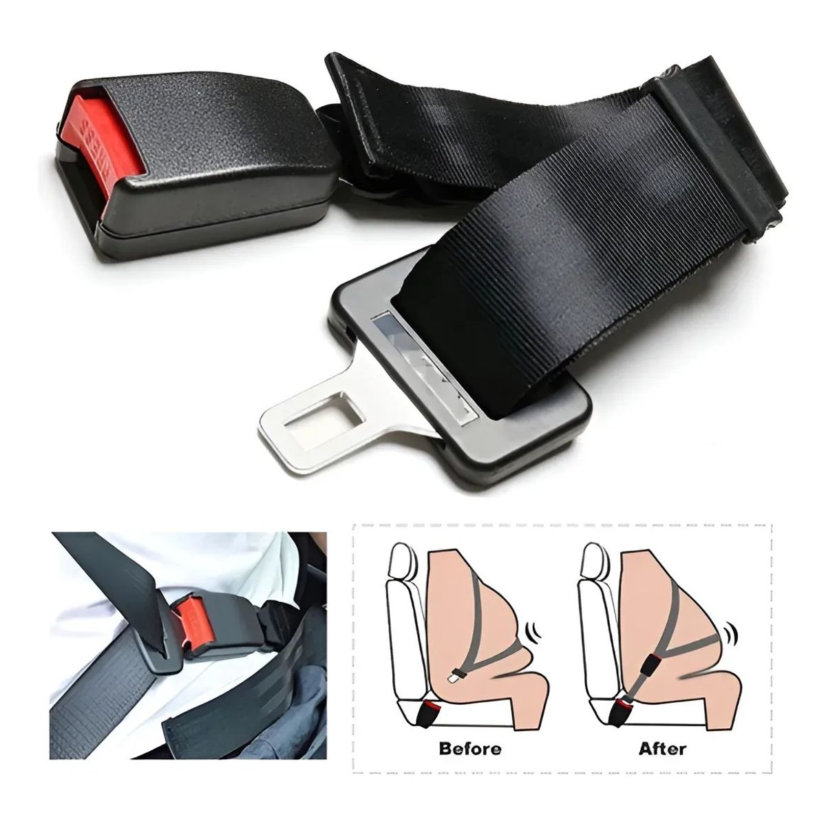 KUANGYE - Extensor Universal Cinturón De Seguridad Para Autos 36cm