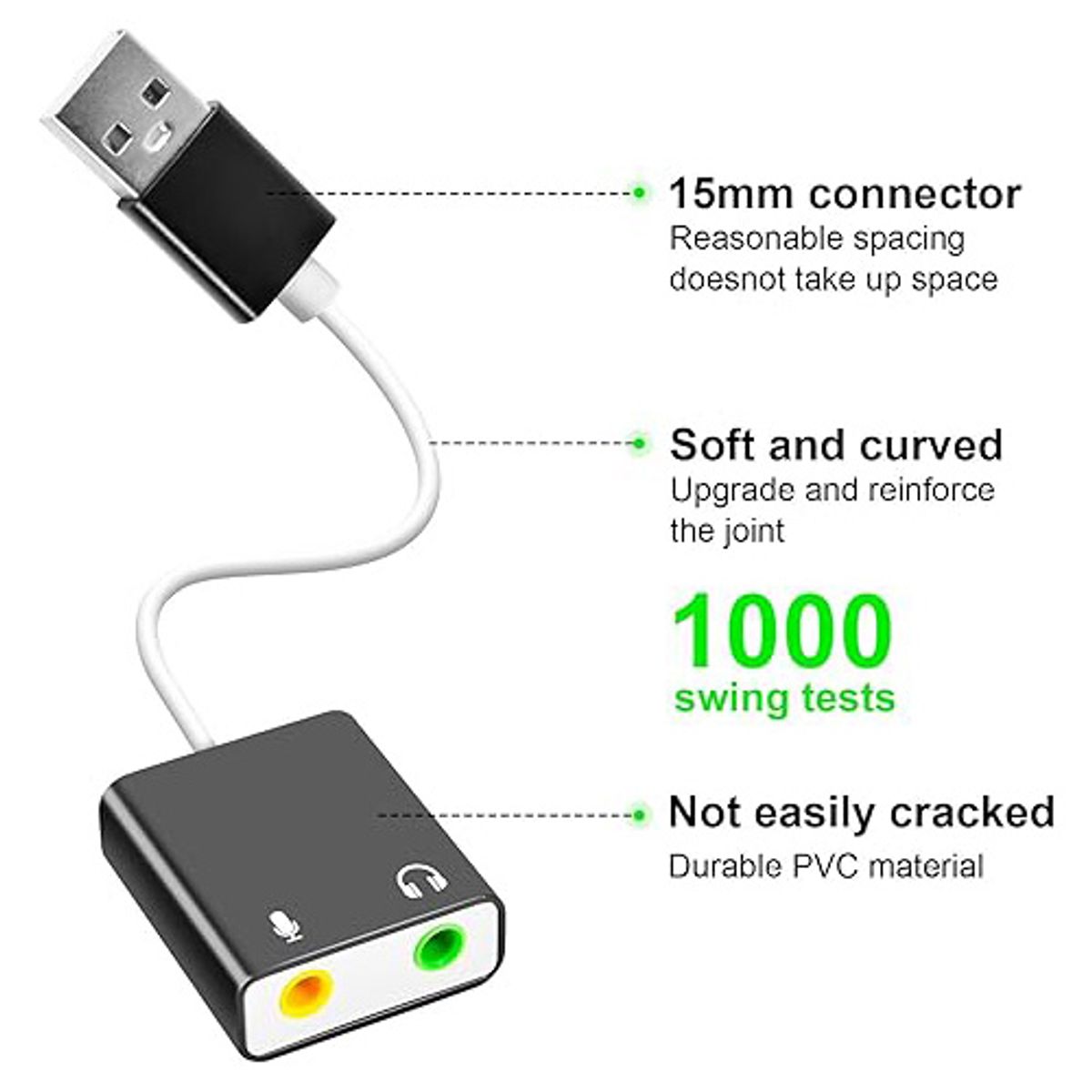 GENERICO - Tarjeta de Sonido 7.1 USB-C con Entrada para Micrófono y Salida de Audio