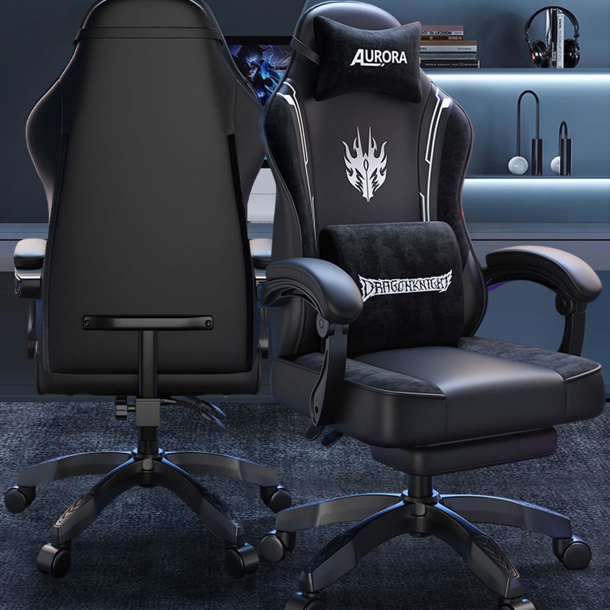 EVERSO - Silla Gamer Reclinable Apoyapiés Ergonómica Y Cojin Lumbar