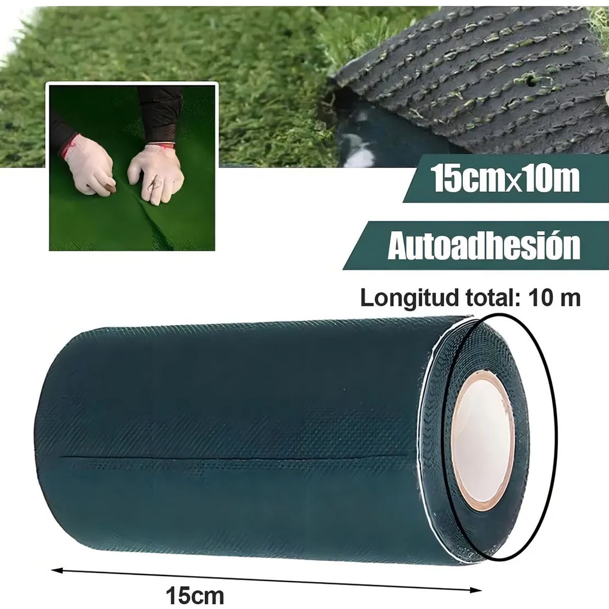 KUANGYE - 15cmx10m Cinta Sintética Para Césped Verde Césped Artificial