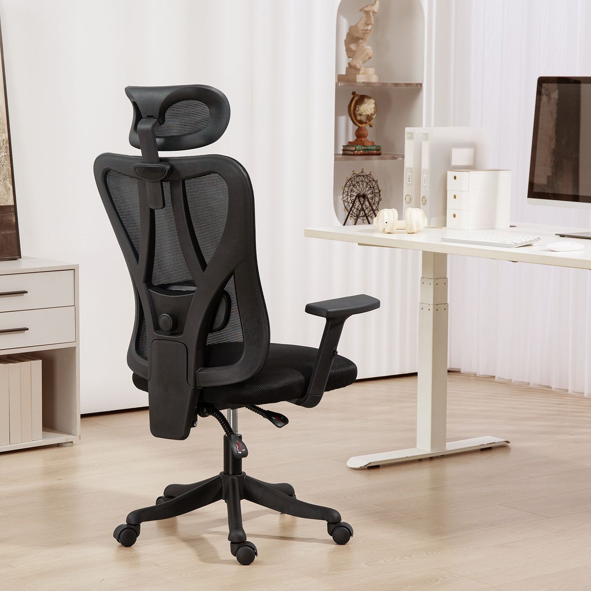 VIDITA - Silla De Oficina Ergonómica Reclinable Reposacabeza 3D Apoyabrazo Ajustable Malla